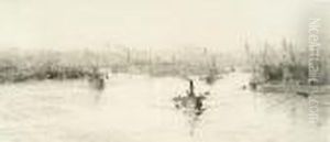 A Busy Harbour by William Lionel Wyllie
