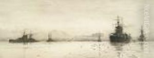 Battle Cruisers In The Forth by William Lionel Wyllie