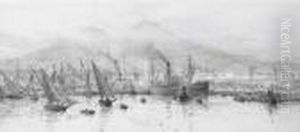 Shipping In The Harbour At Gibraltar by William Lionel Wyllie
