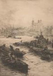 Fishing Below The Tower Of London by William Lionel Wyllie