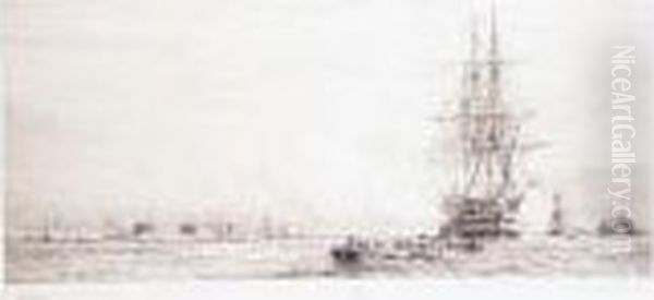 Three Masted Ship In Mediterranean Harbour - view 1