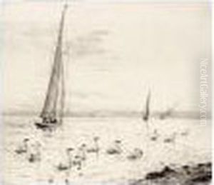 Sailing Boats And Swans by William Lionel Wyllie