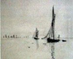Sailing Barges In Calm Seas by William Lionel Wyllie