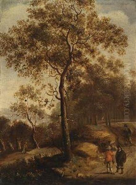 A Wooded Landscape With Travellers - view 1