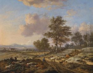 Wide Landscape With Groups Ofshepherds