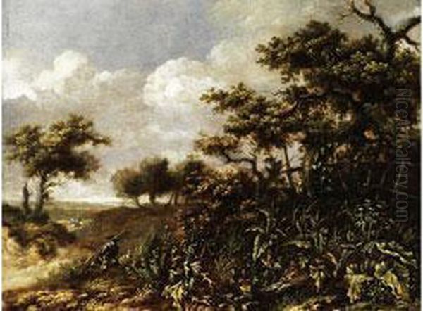 Landschaft Mit Kruppeligen Eichen, Distelgestrupp Und Bachweiden - view 1
