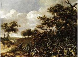 Landschaft Mit Kruppeligen Eichen, Distelgestrupp Und Bachweiden