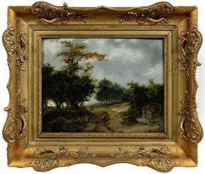 Landscape With Flooded Cottage And Figures Along A Track