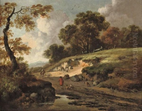 A Dune Landscape With Travellers On A Track - view 1