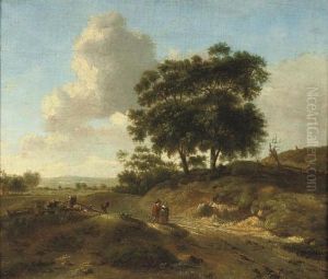 A Dune Landscape With Travellers On A Track by Jan Wijnants