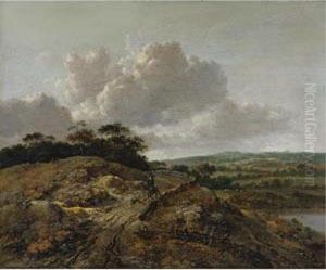 Horseman With A Dog In A Landscape by Jan Wijnants