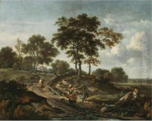 A Landscape With Peasants Conversing On A Countryside Path