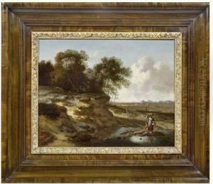Paysanne Et Enfant Dans Un Paysage De Dune