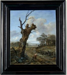 Landscape With Travellers On A Track By A Blasted Willow