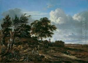Dunenlandschaft Mit Wanderern.