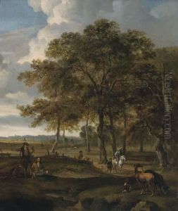 A Landscape With A Hawking Party And Hare Coursing