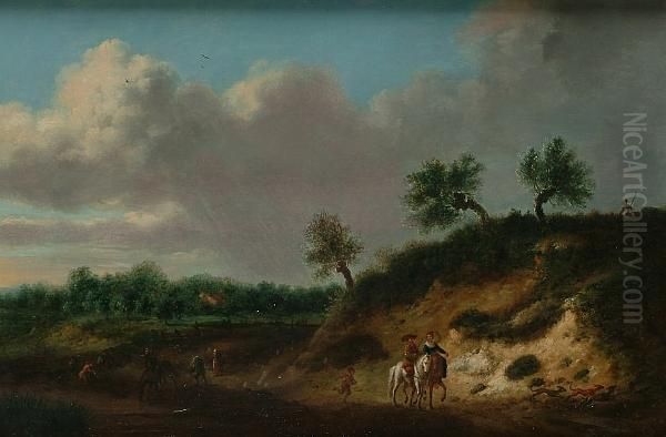 Figures On Horseback In A Country Landscape - view 1