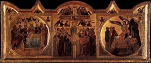 Crucifixion with Two Roundels by German Unknown Masters