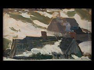 Dorf In Den Bergen Bei Schnee by Michael Gorstkin Wywiorski