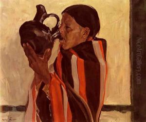 Taos Indian Drinking by Walter Ufer