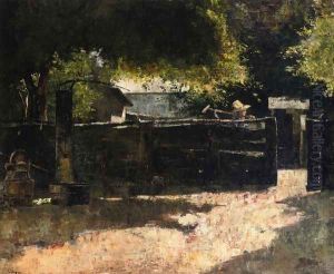 Farmyard with Well by Lesser Ury