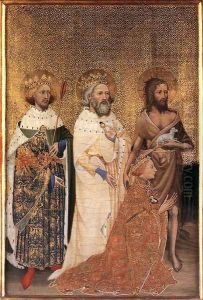 Wilton Diptych- Richard II of England with his patron saints, 1395 by French Unknown Masters