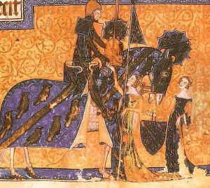 Sir Geoffrey Luttrell Armed by his Wife and Daughter from the "Luttrell Psalter" (14th century) by French Unknown Masters