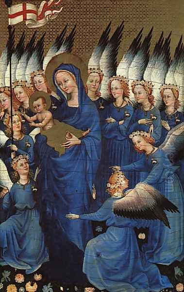The Wilton Diptych - right panel featuring the Virgin and Child with Angels 1395 - view 1