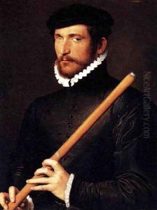 Portrait of a Flautist with One Eye by French Unknown Masters