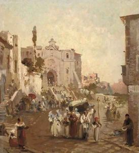 A procession in Southern Italy by Franz Richard Unterberger