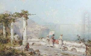 Amalfi, Golfe de Salern elegant ladies overlooking the Gulf of Salerno