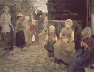 Fishermans children in Zandroot, 1882 by Fritz von Uhde