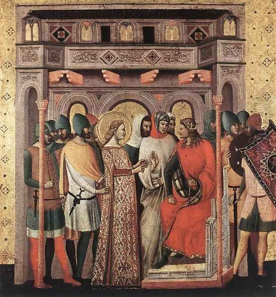 Scenes from the Life of St Colomba (St Colomba before the Emperor) c. 1340 - view 1