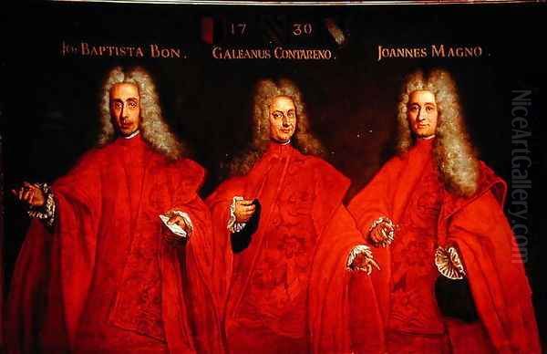 Portrait of three lawyers, Giovanbattista Bon, Galeano Contarini and Giovanni Magno, 1730 - view 1