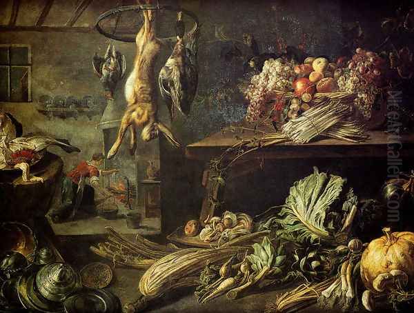 Kitchen Interior With Still Life, Maid By The Fire - view 1