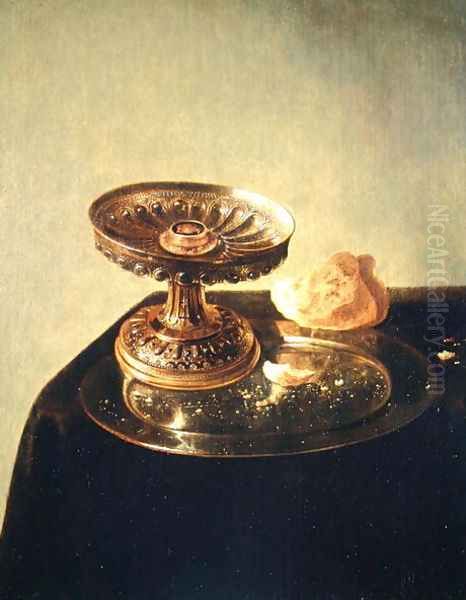 Still life with a pewter plate and bread - view 1