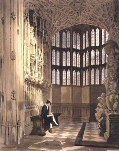 Henry the Seventh Chapel, plate R from Westminster Abbey, engraved by J. Bluck fl.1791-1831 pub. by Rudolph Ackermann 1764-1834 1812 by Thomas Uwins