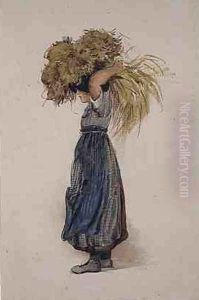 A Buckinghamshire Gleaner by Thomas Uwins