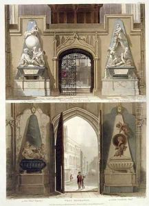 The Entrance into the Choir and the West Entrance, plate 20 from Westminster Abbey, engraved by J. Bluck fl.1791-1831 pub. by Rudolph Ackermann 1764-1834 1812 by Thomas Uwins