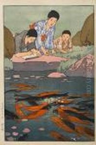 Carp In Pond by Hiroshi Yoshida