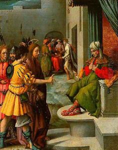 Christ before Caiaphas by Francesco Ubertini Bacchiacca II