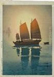Sailing Boats morning by Hiroshi Yoshida
