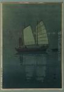 Sailing Boats Night by Hiroshi Yoshida