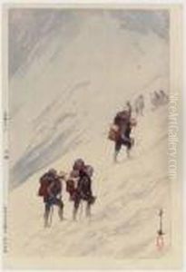 Harinoki Sekkei (snow Valley At 
Harinoki), From The Series Nihon Arupusu Junidai No Uchi (twelve 
Subjects Of The Japan Alps),
Washudake No Yaei (camping At Mount Washu), From The Same Series