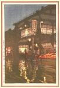 Kugaraza Street After Night Rain by Hiroshi Yoshida