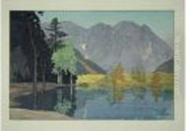 Grand Oban Yoko-e (40,5 X 27 Cm), Suzukawa, Le Reflet Du Fuji Dans
La Riviere. - view 1