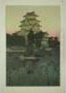 Oban Tate-e (39,9 X 27,5 Cm), Le Chateau De Himeji. by Hiroshi Yoshida
