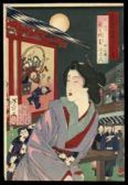 Otomi Of Nakanocho Under A Full Moon In Yoshiwara - view 1
