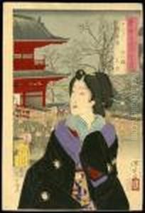 Kume Of Shimbashi At The Year-end Festival At Asakusa by Tsukioka Yoshitoshi