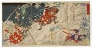 Battling Warriors In Snow by Tsukioka Yoshitoshi